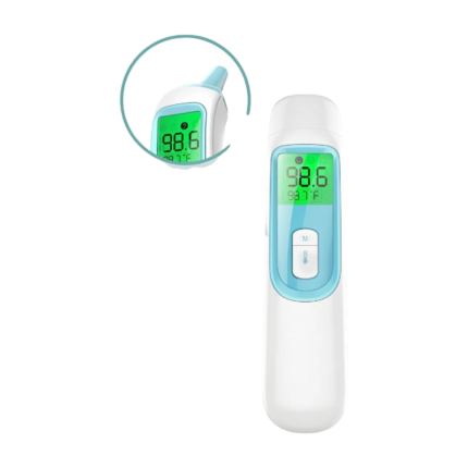 Thermomètre frontal infrarouge pour une mesure rapide de la température avec écran numérique et mode auriculaire
