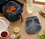 Moule en silicone pour friteuse à air avec poignées et fond nervuré pour récupérer la graisse et cuisiner plus facilement – Image 2