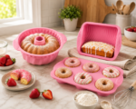 Moules à pâtisserie en silicone roses pour un démoulage facile et des pâtisseries variées à la maison – Image 2