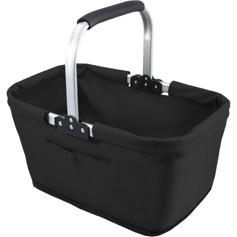 Panier de courses pliable avec cadre en aluminium et poche