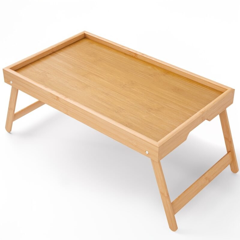 Table de lit pliable en bambou pour ordinateur portable avec plateau