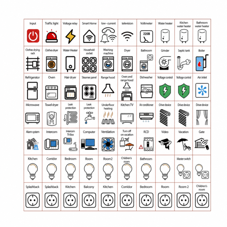 70 étiquettes pour tableau électrique avec symboles pour fusibles