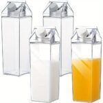 Bouteilles carrées avec bouchon à vis – Lot de 4 de 500 ml