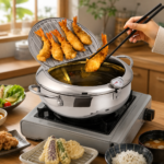 Friteuse avec thermomètre, couvercle et grille d'égouttage – Image 2
