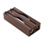 Dérouleur de film en bambou noir, blanc et marron avec coupe-films et deux compartiments pour un rangement organisé