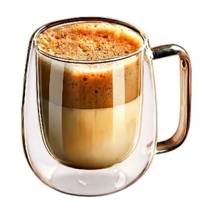 Mug en verre double paroi avec anse – pour boissons chaudes, effet isolant et prise en main confortable