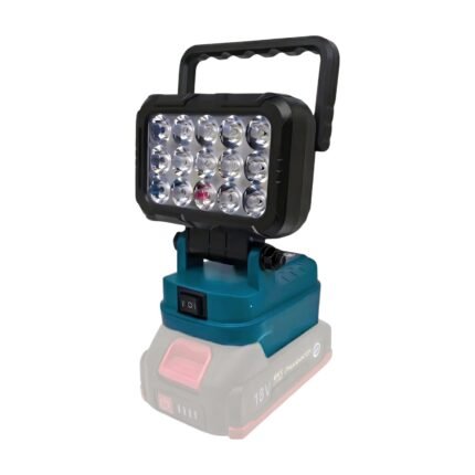 Lampe de travail LED réglable avec poignée de transport et tête inclinable pour batterie 18 V