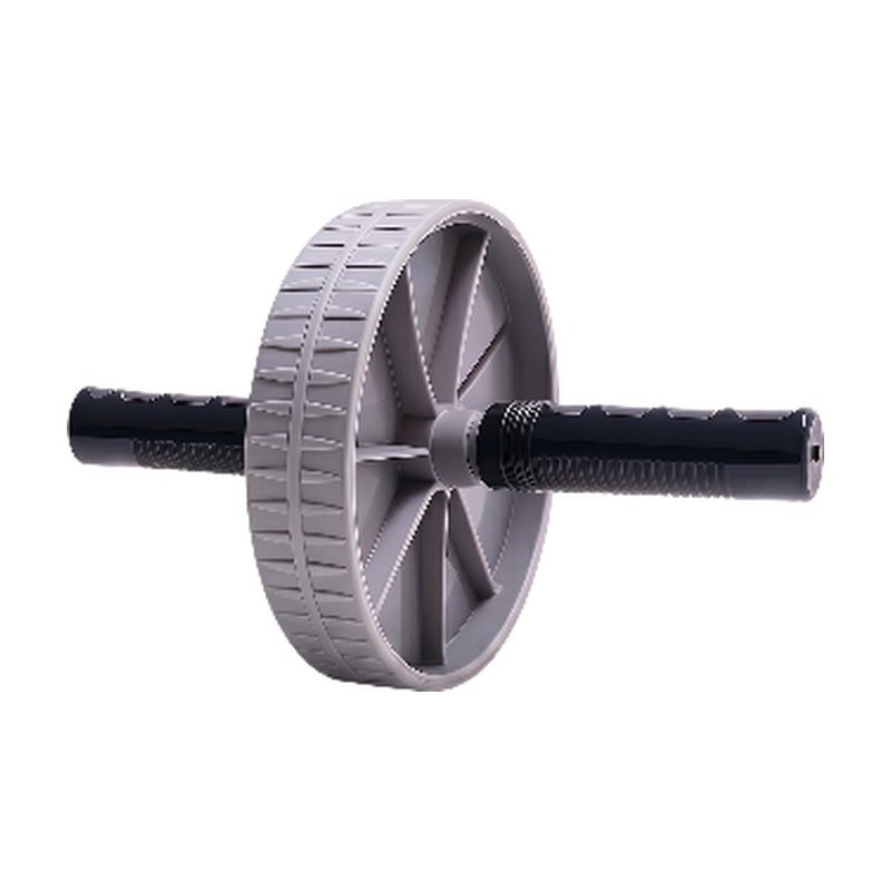 Roue abdominale grise pour le gainage et le renforcement des abdominaux et du dos au format compact