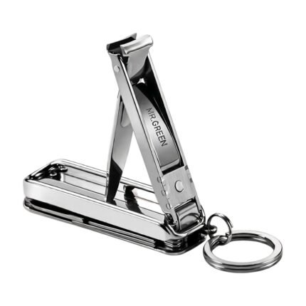 Coupe-ongles en acier inoxydable au design compact avec anneau porte-clés pour un soin précis des ongles en déplacement