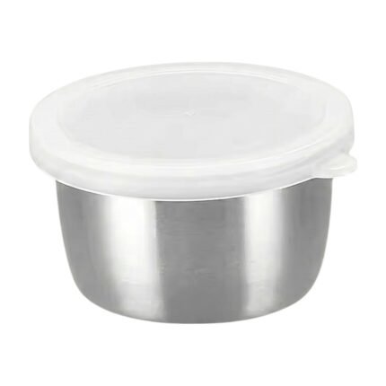 Coupelle à sauce en acier inoxydable pour service en portions avec couvercle pour vinaigrette, sauce et dip à table