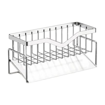 Porte-éponge pour évier en acier inoxydable avec panier ouvert et bac égouttoir pour un rangement organisé