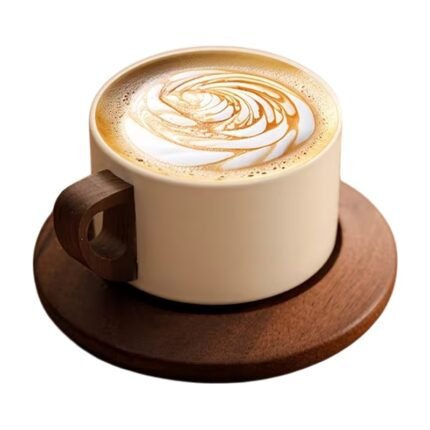 Tasse à café en céramique avec soucoupe en bois – 250 ml