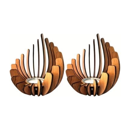 Bougeoirs en bois en forme de lotus pour bougies chauffe-plat – 2 pièces