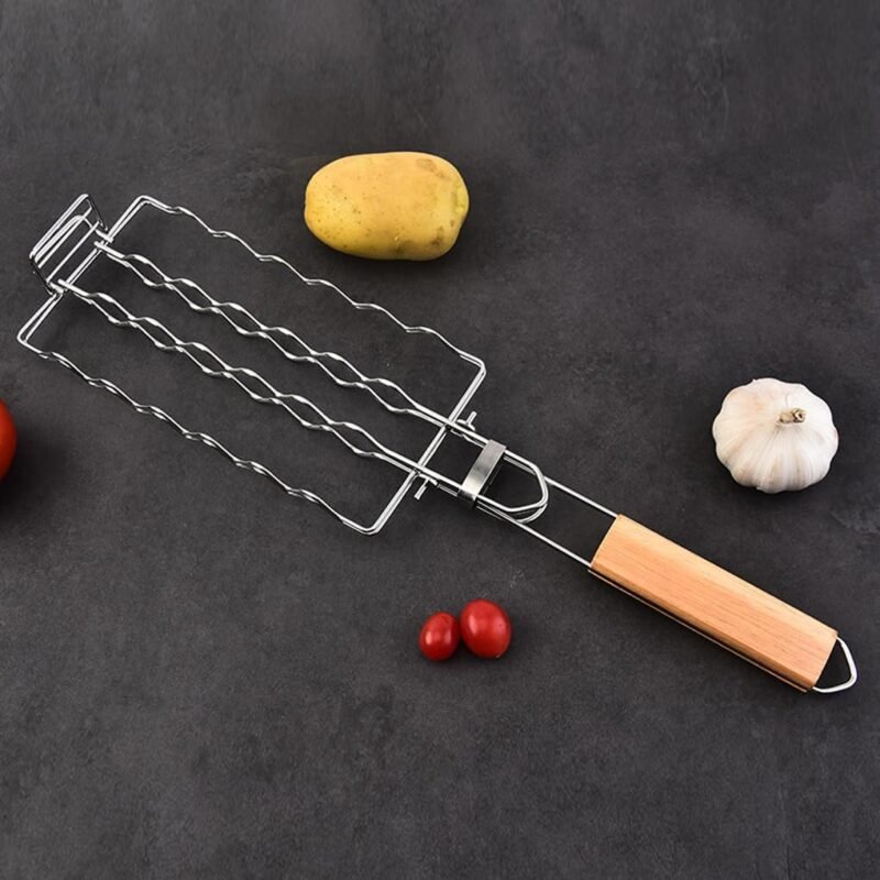 Panier de cuisson barbecue en acier inoxydable en situation