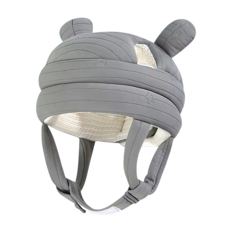 Casque de protection pour bébé à quatre pattes avec oreilles d’ours et jugulaire