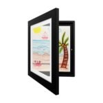 Cadre à dessins d'enfants A4 beige, noir et blanc à ouverture frontale pour exposer et ranger – Image 2