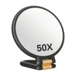 Miroir grossissant 1x/50x vert, noir, blanc, rose et violet avec double miroir et poignée réglable – image 2