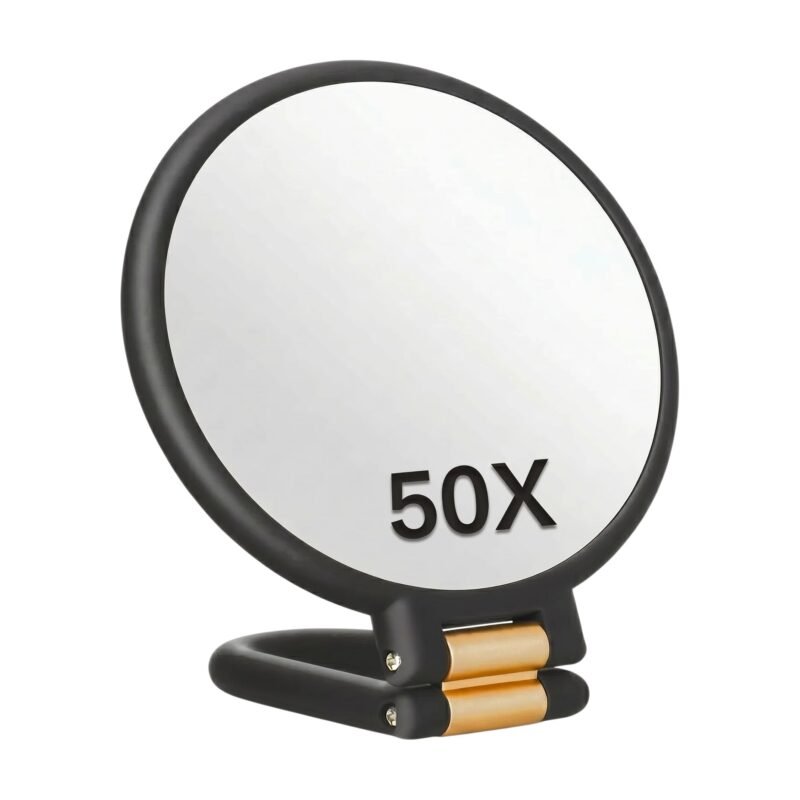Miroir grossissant 1x/50x vert, noir, blanc, rose et violet avec double miroir et poignée réglable – image 2