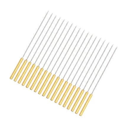Brochettes pour barbecue en acier inoxydable avec manche en bois pour une manipulation facile et des grillades pratiques, argent et marron clair