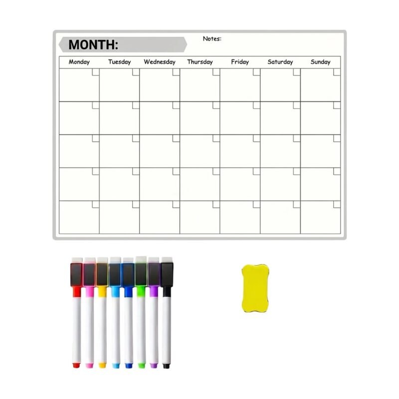 Calendrier mensuel magnétique pour réfrigérateur avec zone de notes