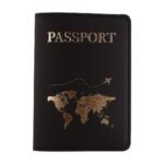 Protège-passeport avec porte-cartes rose et noir pour protéger et ranger les documents de voyage – Image 2