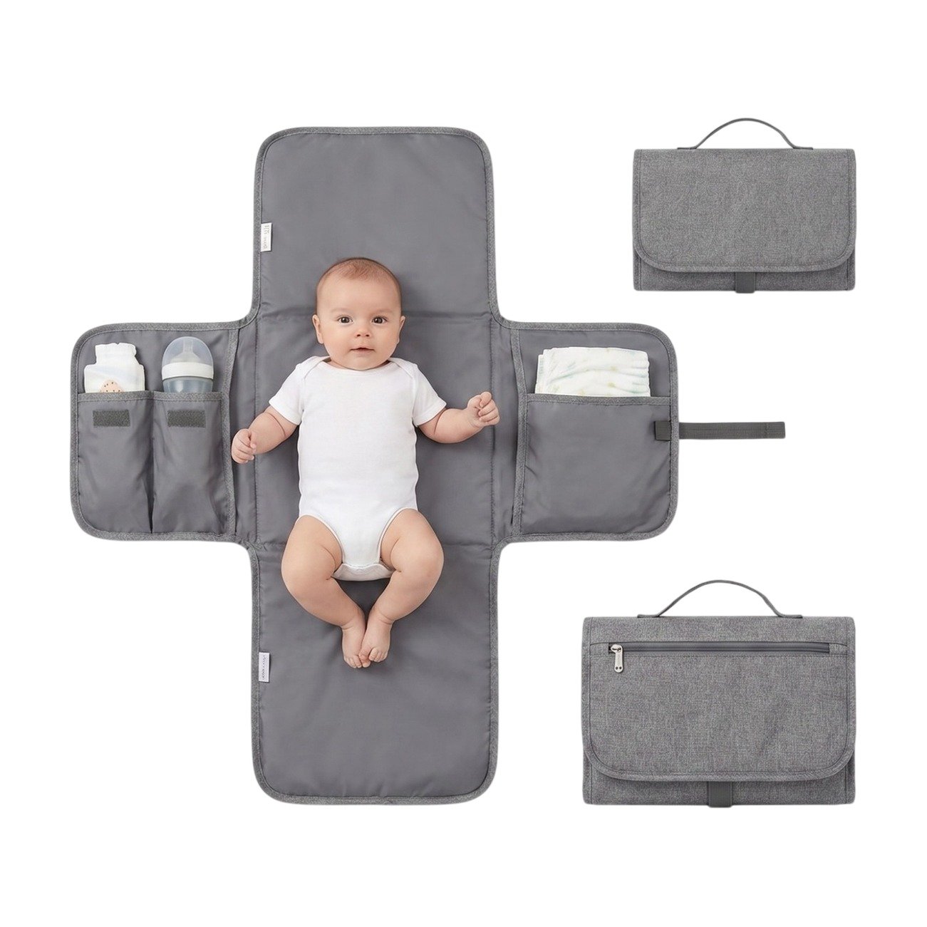 ef-34040-44686-fyld85 Matelas à langer de voyage avec poches de rangement et design pliable pour changer bébé hygiéniquement en déplacement – Image 1