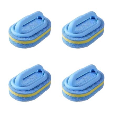 Éponge de nettoyage pour baignoire et carrelage avec poignée ergonomique et face grattante, lot de 2 ou 4