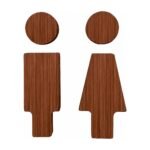 Plaque WC en bois avec indication claire homme/femme et design épuré pour porte de toilettes, 17 cm