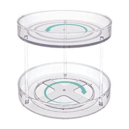Plateau tournant à deux niveaux pour un rangement organisé et un accès facile sur la table et dans le placard