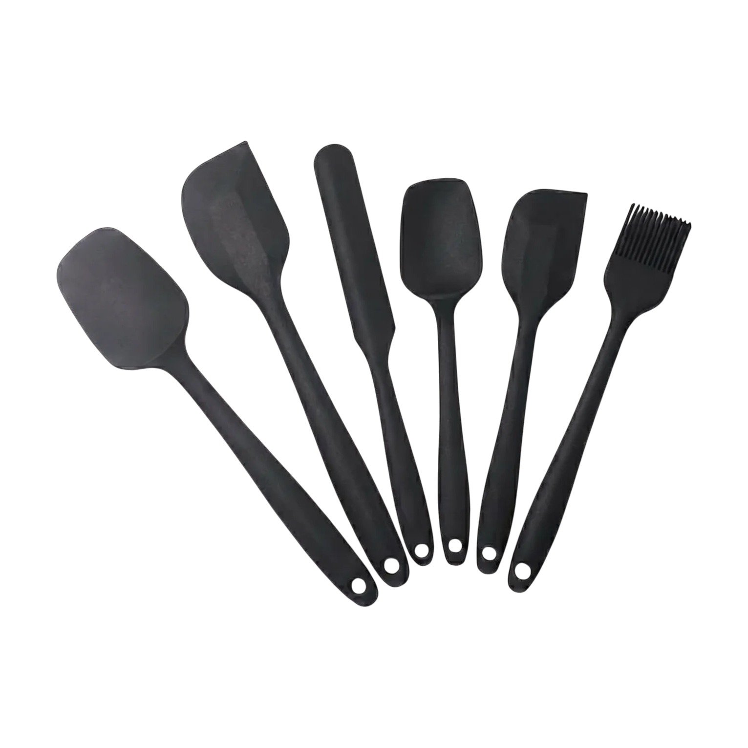 ef-36189-41727-fyld85 Set de 6 spatules en silicone avec spatules et pinceau à pâtisserie, rouge ou noir, pour pâtisserie et cuisine – Image 1