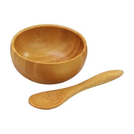 Bol en bambou avec cuillère pour masques visage – Set de 2 pièces