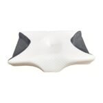 Oreiller CPAP pour dormeurs sur le côté en mousse à mémoire de forme avec découpes pour masque et côtés en filet gris