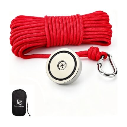 Kit d'aimant de pêche au néodyme avec corde, mousqueton et sac