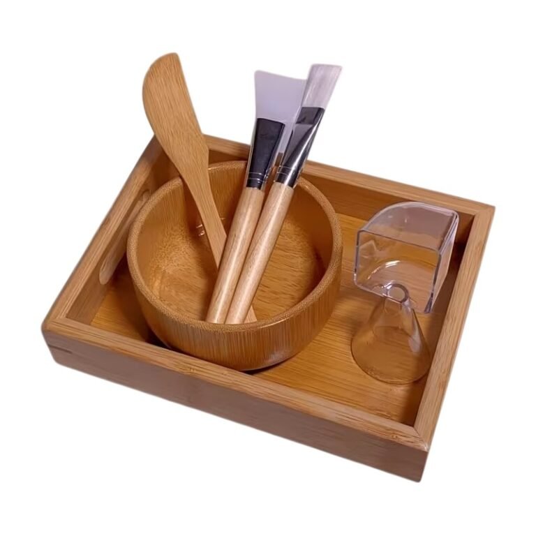 Set masque visage en bambou avec bol et pinceaux – 6 pièces