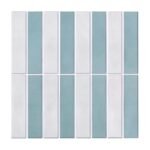 Panneaux muraux 3D autocollants effet carrelage – 30 × 30 cm – Bleu/blanc