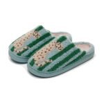 Chaussons léopard en peluche – vert
